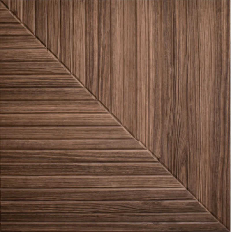 Wonear 3D UV-printet Rillet PET Natural Valnut Panel